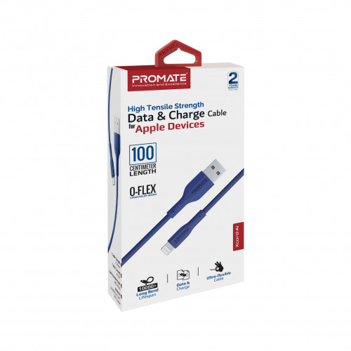 Кабель Promate USB - Lightning (M/M), 2 A, 1 м, xCord-Ai Navy (xcord-ai.navy)