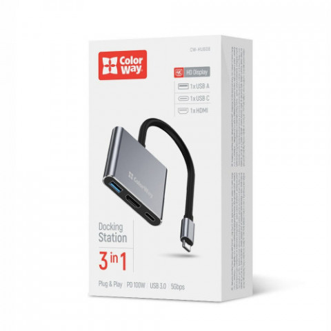 USB-хаб СolorWay USB Type-C 3-в-1 (CW-HUB08)