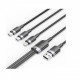 Кабель Vention USB - USB Type-С/microUSB/Lightning (M/M), 60W, 3А, 1.5 m, Black (CTPBG)