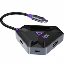 Type-C-Хаб Proove Gaming Spectre (2*USB3.0 + Type-C + PD100W + HDMI) dark gray