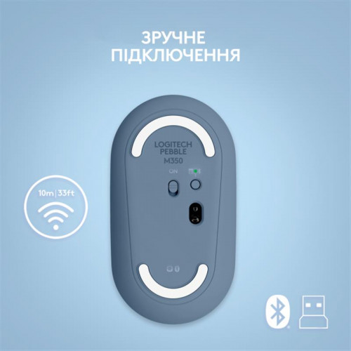 Мишка бездротова Logitech Pebble M350 (910-006753) Blueberry USB
