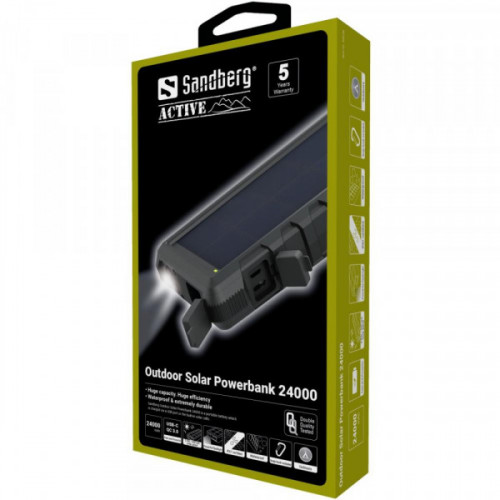 Зовнішній акумулятор (павербанк) із сонячною панеллю Sandberg Outdoor Solar Powerbank 24000 з модуле