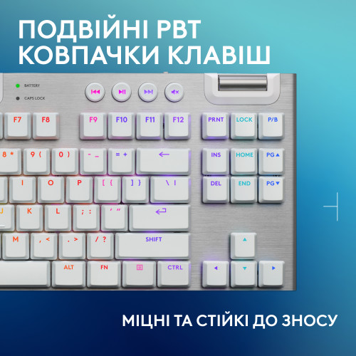 Клавiатура бездротова Logitech G915 X Lightspeed TKL Wireless Tactile White (920-012737)