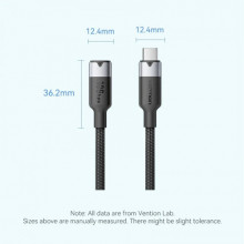 Кабель Vention USB Type-C - USB Type-C (M/F), 100W, 5A, 0.5 м, Black (TRFBD)