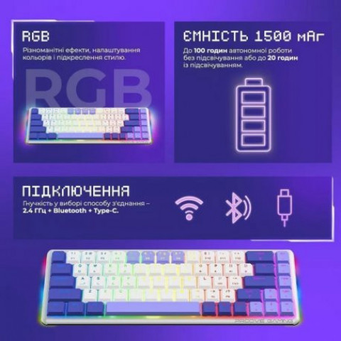 Бездротова клавіатура ігрова Proove Gaming AFK White (WKAFK1022002)
