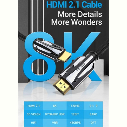 Кабель Vention HDMI - HDMI v.2.1 (M/M), 1.5 м, Black (AALBG)