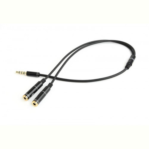 Аудіо-кабель Cablexpert (CCA-417M) 3.5 mm 4-pin-3.5 mm stereo + мікрофон, 0.2м, чорний