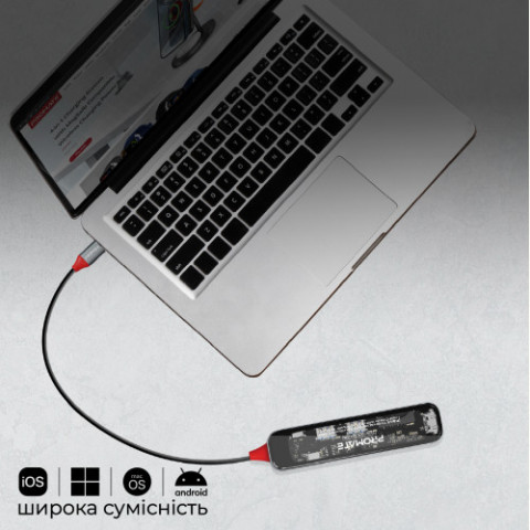 USB-хаб Promate TransHub-Lite USB Type-C Grey