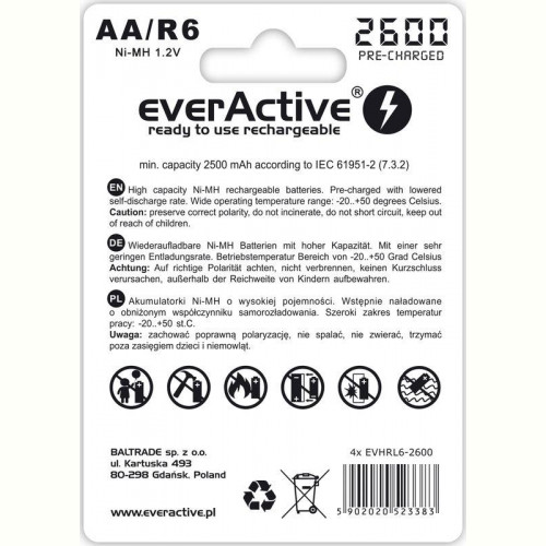 Акумулятор everActive AA/HR06 Ni-MH 2600mAh BL 4шт