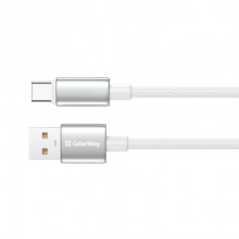 Кабель ColorWay USB - USB Type-C (M/M), zinc alloy braided, 3А, 2 м, White (CW-CBUC099-WT)