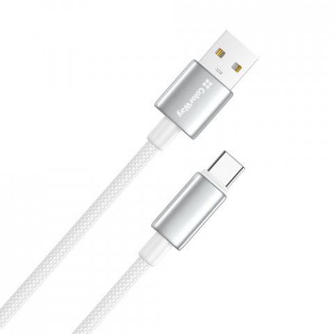 Кабель ColorWay USB - USB Type-C (M/M), zinc alloy braided, 3А, 2 м, White (CW-CBUC099-WT)