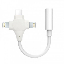 Адаптер XoKo AC-333 USB Type-C - Lightning - mini-jack 3.5 mm White (XK-AC-333)