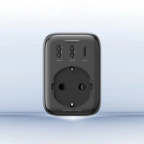 Зарядний пристрій Ugreen CD314 30W Outlet Extender (2хUSB-A+USB-C) Black (90613)