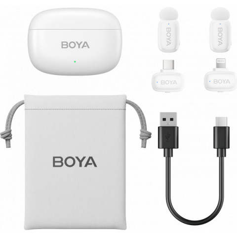 Бездротовий петличний мікрофон BOYA mini-13 Type-C/Lightning White Купити в Україні