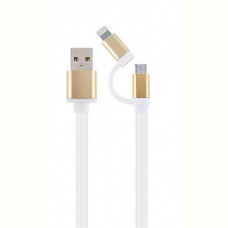 Кабель Cablexpert (CC-USB2-AM8PmB-1M-GD), USB2.0 BM - Lightning/Micro USB, 1м, білий