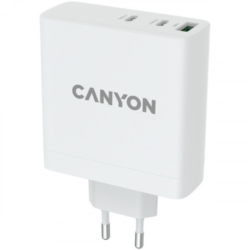 Мережевий зарядний пристрій Canyon H-140-01 GaN PD 140W QC 3.0 30W White (CND-CHA140W01)