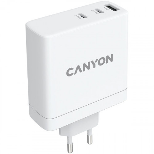 Мережевий зарядний пристрій Canyon H-140-01 GaN PD 140W QC 3.0 30W White (CND-CHA140W01)