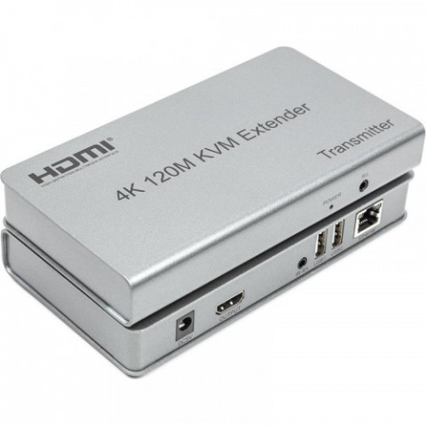 Подовжувач HDMI сигналу PowerPlant HDMI 4K/30hz, до 120м, через CAT5E/6 (HDES120-KVM) (CA912933)