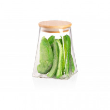 Банка для зберігання Ardesto Midori, 740мл, скло, бамбук, конусна, прозорий