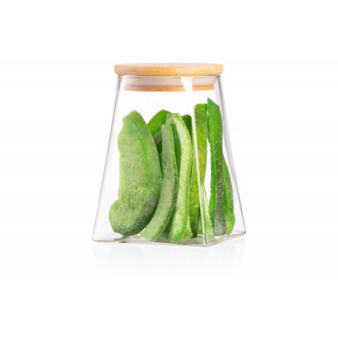 Банка для зберігання Ardesto Midori, 740мл, скло, бамбук, конусна, прозорий