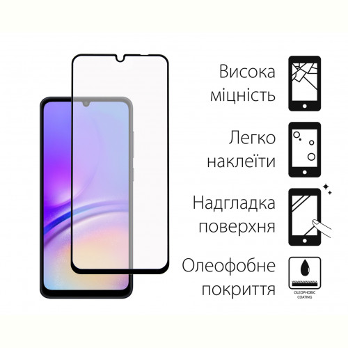 Захисне скло Dengos для Samsung Galaxy A05 SM-A055 Black Full Glue (DG-TG2P-09) 2шт