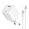 Мережевий зарядний пристрій ColorWay GaN Mini 30W PD Port PPS USB-C White (CW-CHS054PDC-WT) + кабель USB Type-C