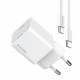 Мережевий зарядний пристрій ColorWay GaN Mini 30W PD Port PPS USB-C White (CW-CHS054PDC-WT) + кабель USB Type-C