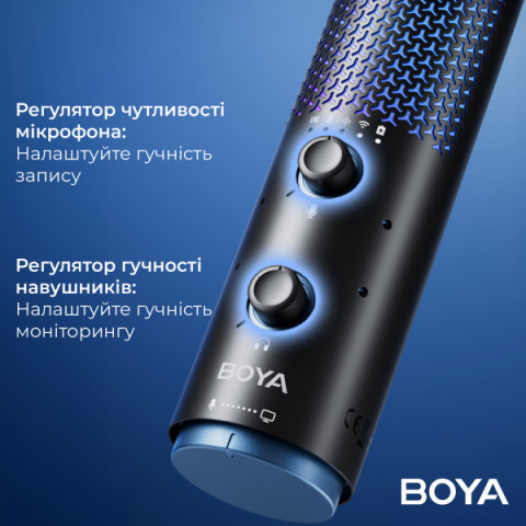 Бездротовий конденсаторний мікрофон BOYA K5-02 RGB Black Купити в Україні