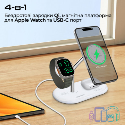 Бездротовий зарядний пристрій Promate Synergy-Pro MagSafe 57W White