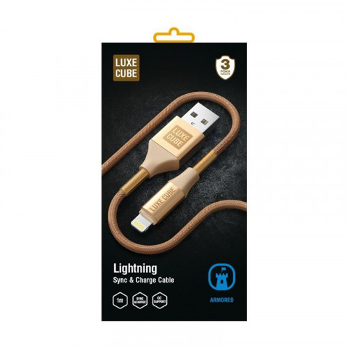 Кабель Luxe Cube Armored USB-Lightning, 1м, золотий (8886668670012)