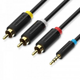 Кабель Vention AUX 3.5 mm M - 3xRCA M, 2 m, Black (BCBBH)