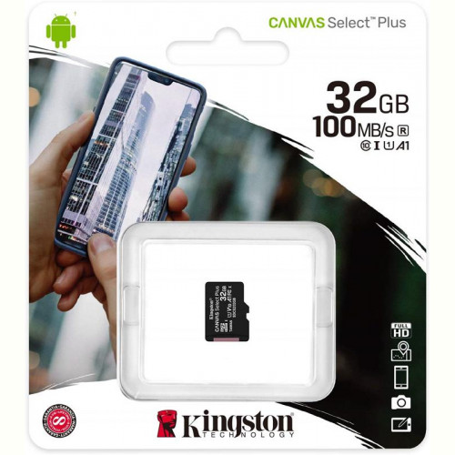 Карта пам`яті MicroSDHC 32GB UHS-I Class 10 Kingston Canvas Select Plus R100MB/s (SDCS2/32GBSP)