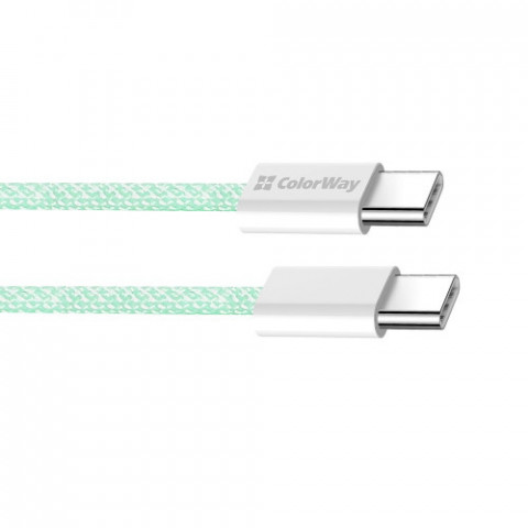 Кабель ColorWay USB Type-C + USB Type-C (M/M), 3.0 А, 1 м, Green (CW-CBPDCC061-G)