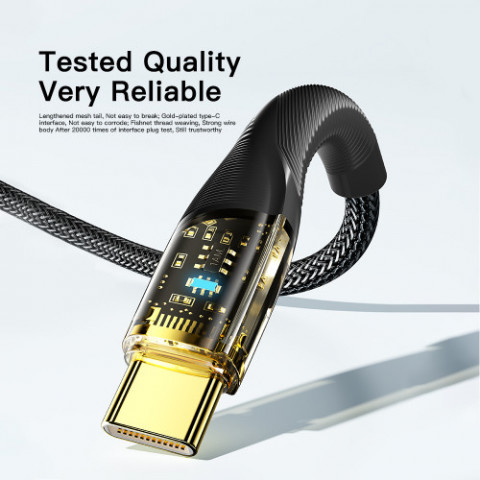 Кабель Essager Interstellar Transparent Design USB - USB Type-C (M/M), 100W, 2 м Black (EXCT-XJA01-P)