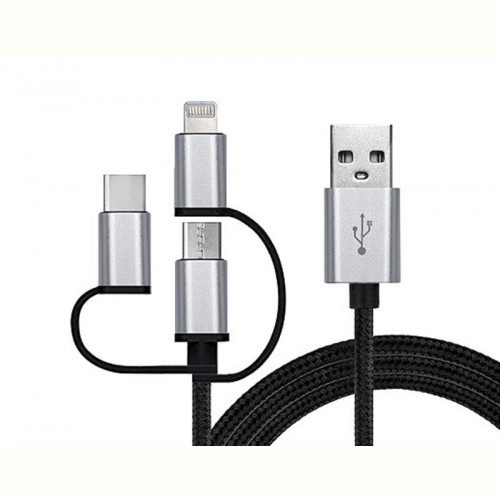 Кабель REAL-EL Premium USB2.0 AM-3in1 Lightning/microUSB/USB-C 1m, чорний