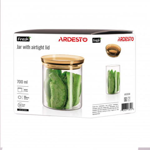 Банка для зберігання Ardesto Fresh 700мл, скло, пластик, прозорий