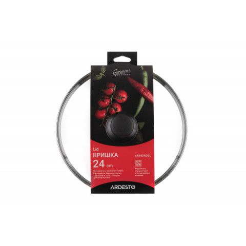 Кришка Ardesto Gemini Gourmet, 24см, термостійке скло, нержавіюча сталь, бакеліт