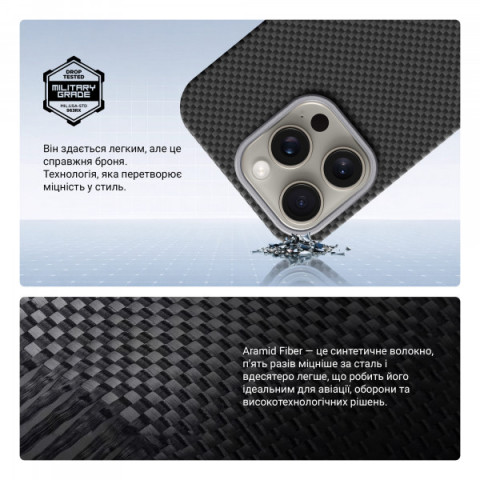 Чохол ArmorStandart BlackIcon Kevlar MagCase для Apple iPhone 15 Pro Max Black (ARM88537)