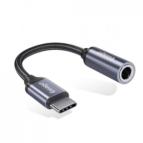 Адаптер Essager USB Type-C - 3.5 мм (M/F), 0.1 м, Black (EZJE01-0G)