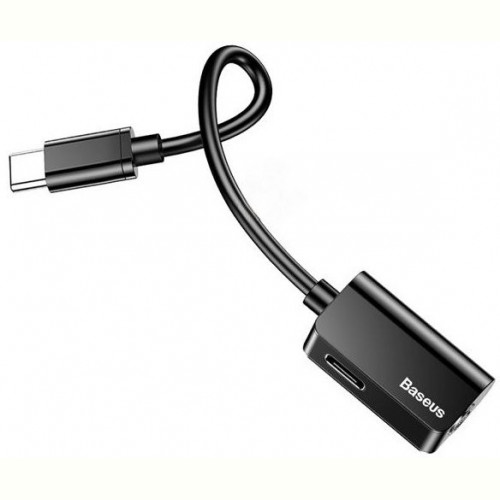 Адаптер Baseus L45 USB Type-C - USB Type-C + 3.5 мм (M/F+F), 0.1 м, чорний (CATL45-01)