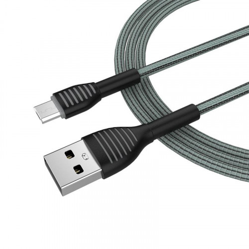 Кабель ColorWay USB-MicroUSB, braided cloth, 3А, 1м, Gray (CW-CBUM041-GR)