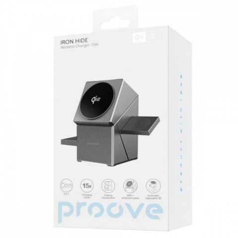 Бездротовий ЗП Proove Iron Hide 3 in 1 Qi2 gray Купити в Україні