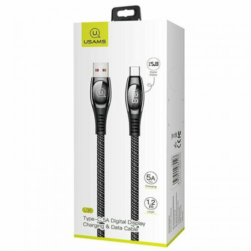 Кабель Usams US-SJ422 Digital Display USB - USB Type-C, 1.2 м, Black (SJ422USB01)