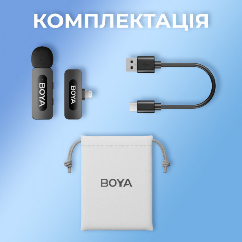 Бездротовий петличний мікрофон BOYA BY-V1 Lightning Black Купити в Україні