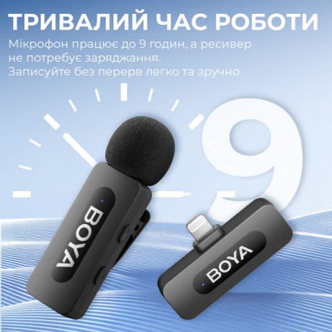 Бездротовий петличний мікрофон BOYA BY-V1 Lightning Black Купити в Україні