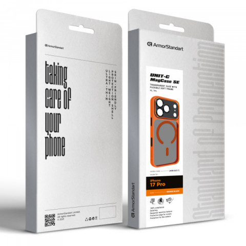 Чохол ArmorStandart Unit-C MagCase SE для Apple iPhone 17 Pro Orange Black (ARM86317)