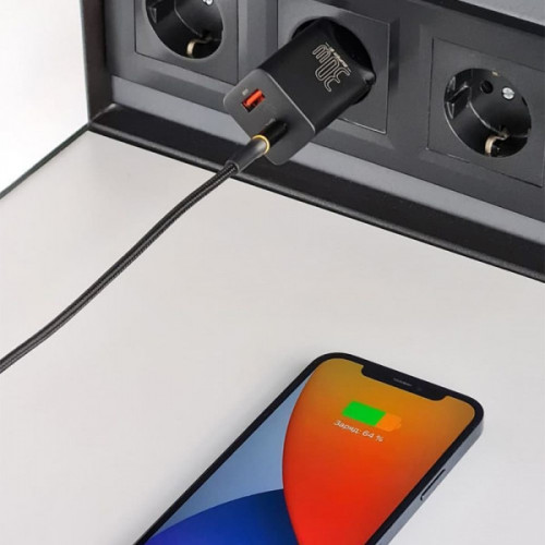 МЗП Baseus Super Si Pro Quick Charger (Type-C+USB) 30W black Купити в Україні