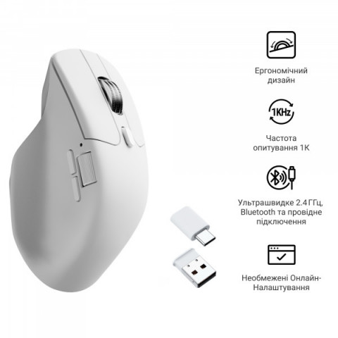 Миша Keychron M6S Wireless/Bluetooth/USB White PAW3311 (M6S-B72) Купити в Україні