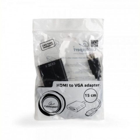 Адаптер Cablexpert HDMI - VGA V 1.4 (M/F), 0.15 м, чорний (A-HDMI-VGA-04) блістер