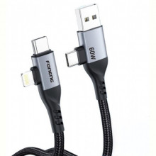 Кабель Foneng X92 4-in-1 (60W) USB/USB-C - USB-C/Lightning (M/M), 1 м, Black (X92-CA-FIO)